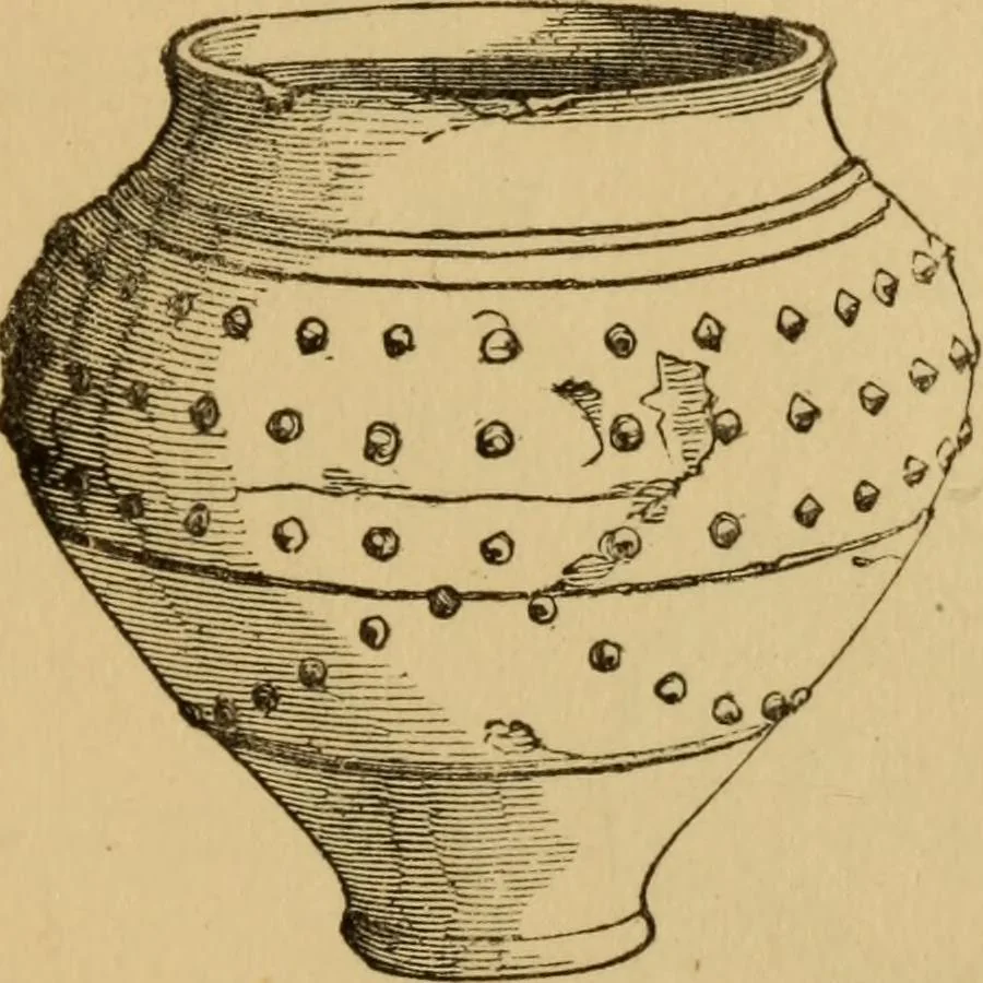 An illustration from Grave-mounds and their contents; a manual of archaeology, as exemplified in the burials of the Celtic, the Romano-British, and the Anglo-Saxon periods, 1870, leaf 199