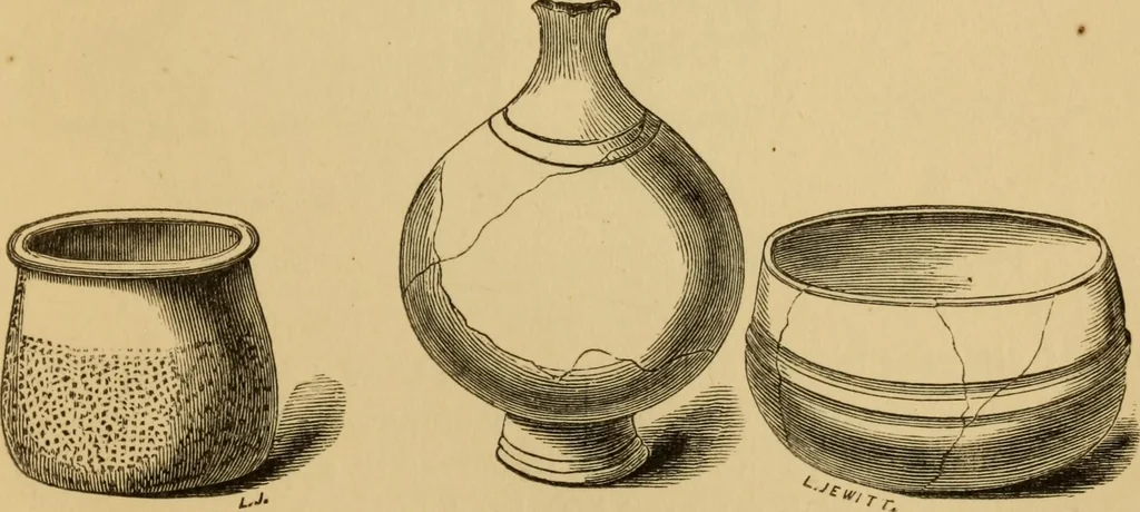 An illustration from Grave-mounds and their contents; a manual of archaeology, as exemplified in the burials of the Celtic, the Romano-British, and the Anglo-Saxon periods, 1870, leaf 203