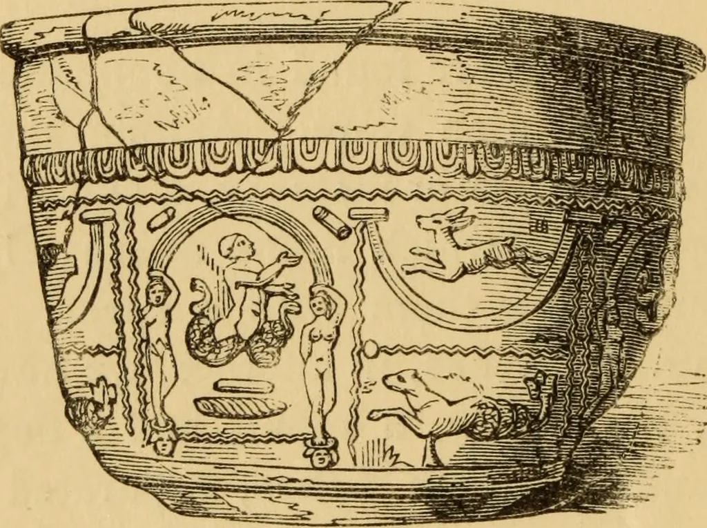 An illustration from Grave-mounds and their contents; a manual of archaeology, as exemplified in the burials of the Celtic, the Romano-British, and the Anglo-Saxon periods, 1870, leaf 212