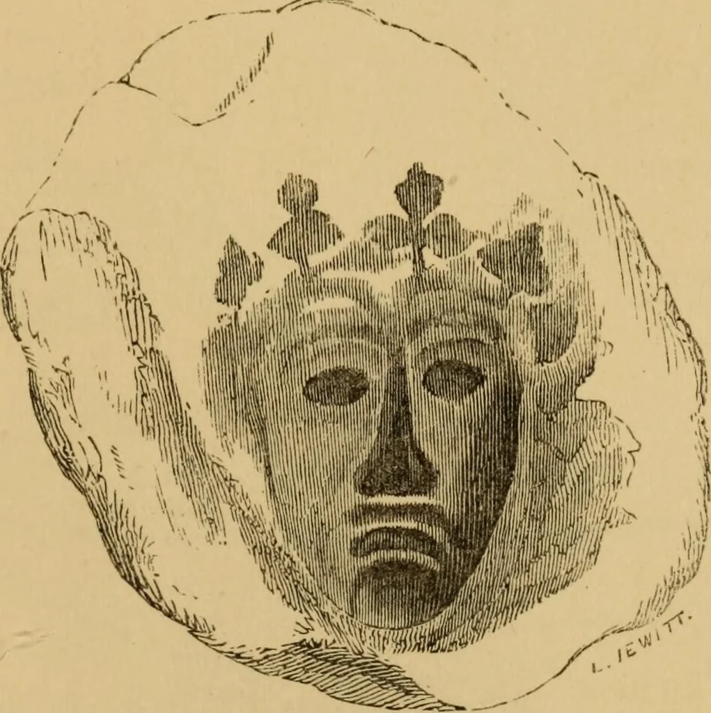 An illustration from Grave-mounds and their contents; a manual of archaeology, as exemplified in the burials of the Celtic, the Romano-British, and the Anglo-Saxon periods, 1870, leaf 213