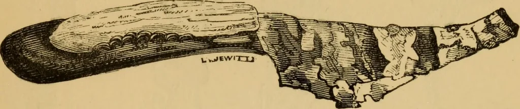 An illustration from Grave-mounds and their contents; a manual of archaeology, as exemplified in the burials of the Celtic, the Romano-British, and the Anglo-Saxon periods, 1870, leaf 223
