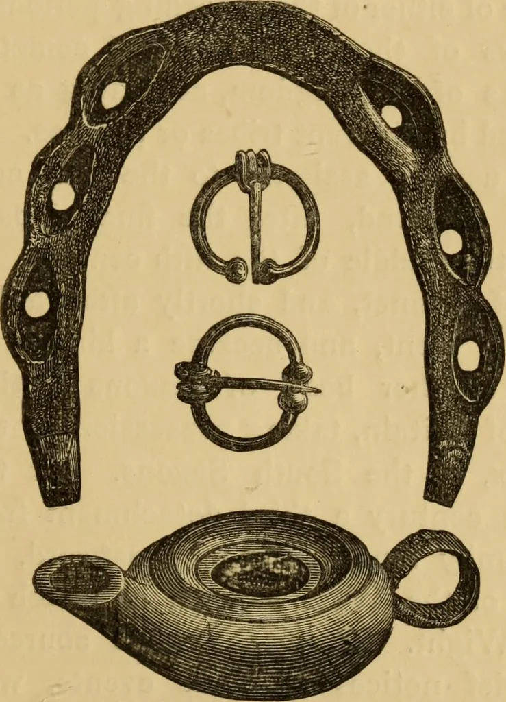 An illustration from Grave-mounds and their contents; a manual of archaeology, as exemplified in the burials of the Celtic, the Romano-British, and the Anglo-Saxon periods, 1870, leaf 231