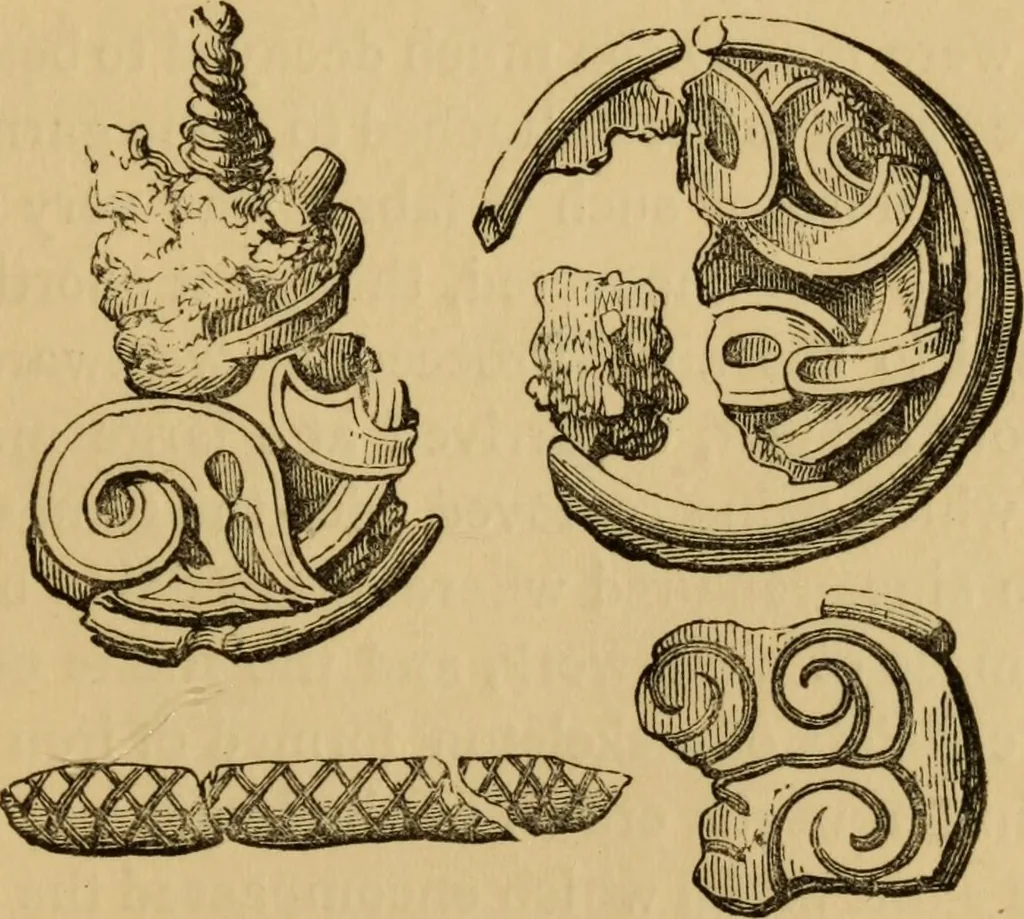 An illustration from Grave-mounds and their contents; a manual of archaeology, as exemplified in the burials of the Celtic, the Romano-British, and the Anglo-Saxon periods, 1870, leaf 281