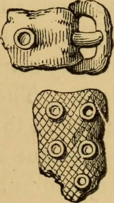 An illustration from Grave-mounds and their contents; a manual of archaeology, as exemplified in the burials of the Celtic, the Romano-British, and the Anglo-Saxon periods, 1870, leaf 283