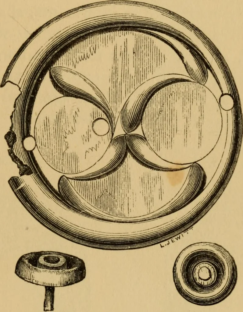 An illustration from Grave-mounds and their contents; a manual of archaeology, as exemplified in the burials of the Celtic, the Romano-British, and the Anglo-Saxon periods, 1870, leaf 293