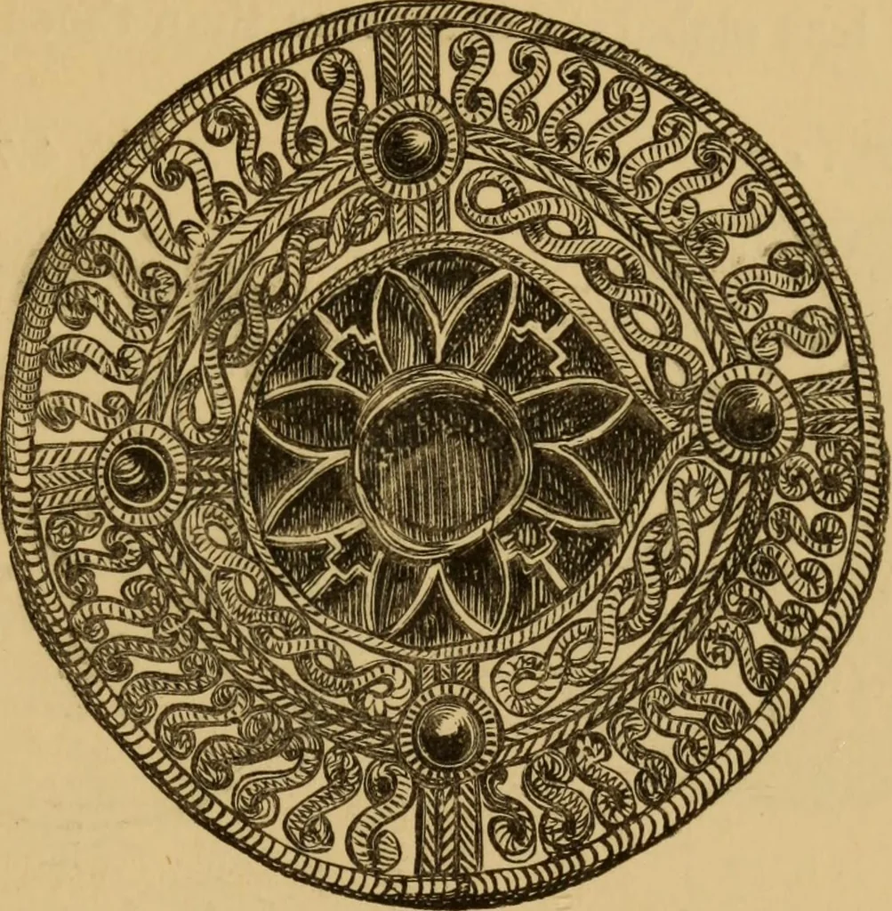 An illustration from Grave-mounds and their contents; a manual of archaeology, as exemplified in the burials of the Celtic, the Romano-British, and the Anglo-Saxon periods, 1870, leaf 299