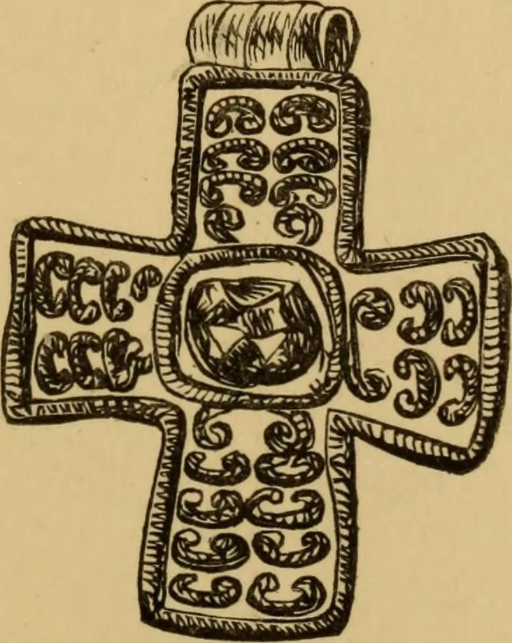 An illustration from Grave-mounds and their contents; a manual of archaeology, as exemplified in the burials of the Celtic, the Romano-British, and the Anglo-Saxon periods, 1870, leaf 299