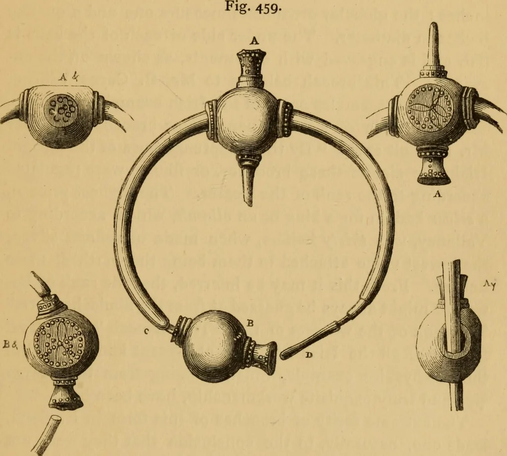 An illustration from Grave-mounds and their contents; a manual of archaeology, as exemplified in the burials of the Celtic, the Romano-British, and the Anglo-Saxon periods, 1870, leaf 307