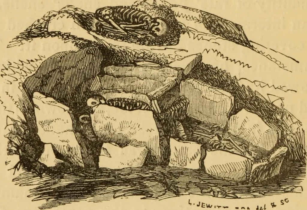 An illustration from Grave-mounds and their contents; a manual of archaeology, as exemplified in the burials of the Celtic, the Romano-British, and the Anglo-Saxon periods, 1870, leaf 50
