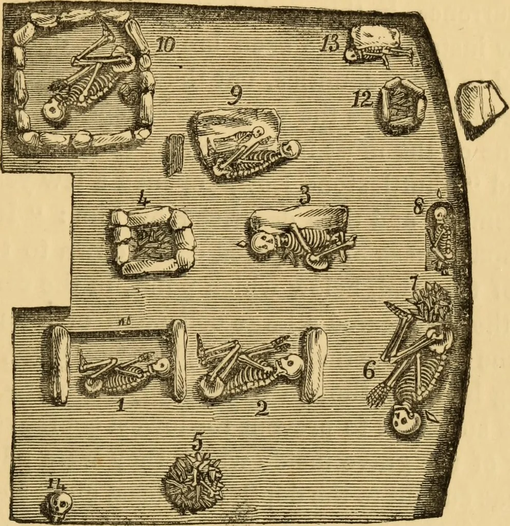 An illustration from Grave-mounds and their contents; a manual of archaeology, as exemplified in the burials of the Celtic, the Romano-British, and the Anglo-Saxon periods, 1870, leaf 53