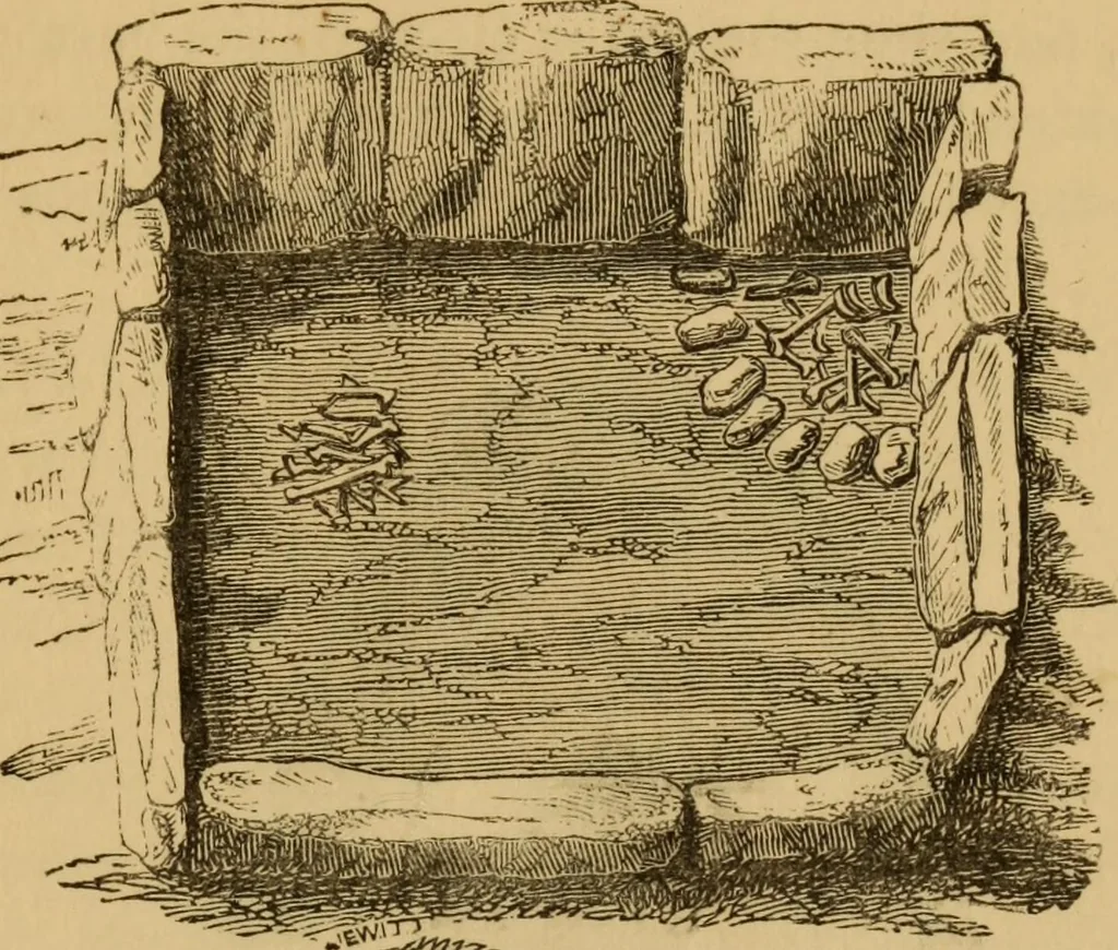 An illustration from Grave-mounds and their contents; a manual of archaeology, as exemplified in the burials of the Celtic, the Romano-British, and the Anglo-Saxon periods, 1870, leaf 63