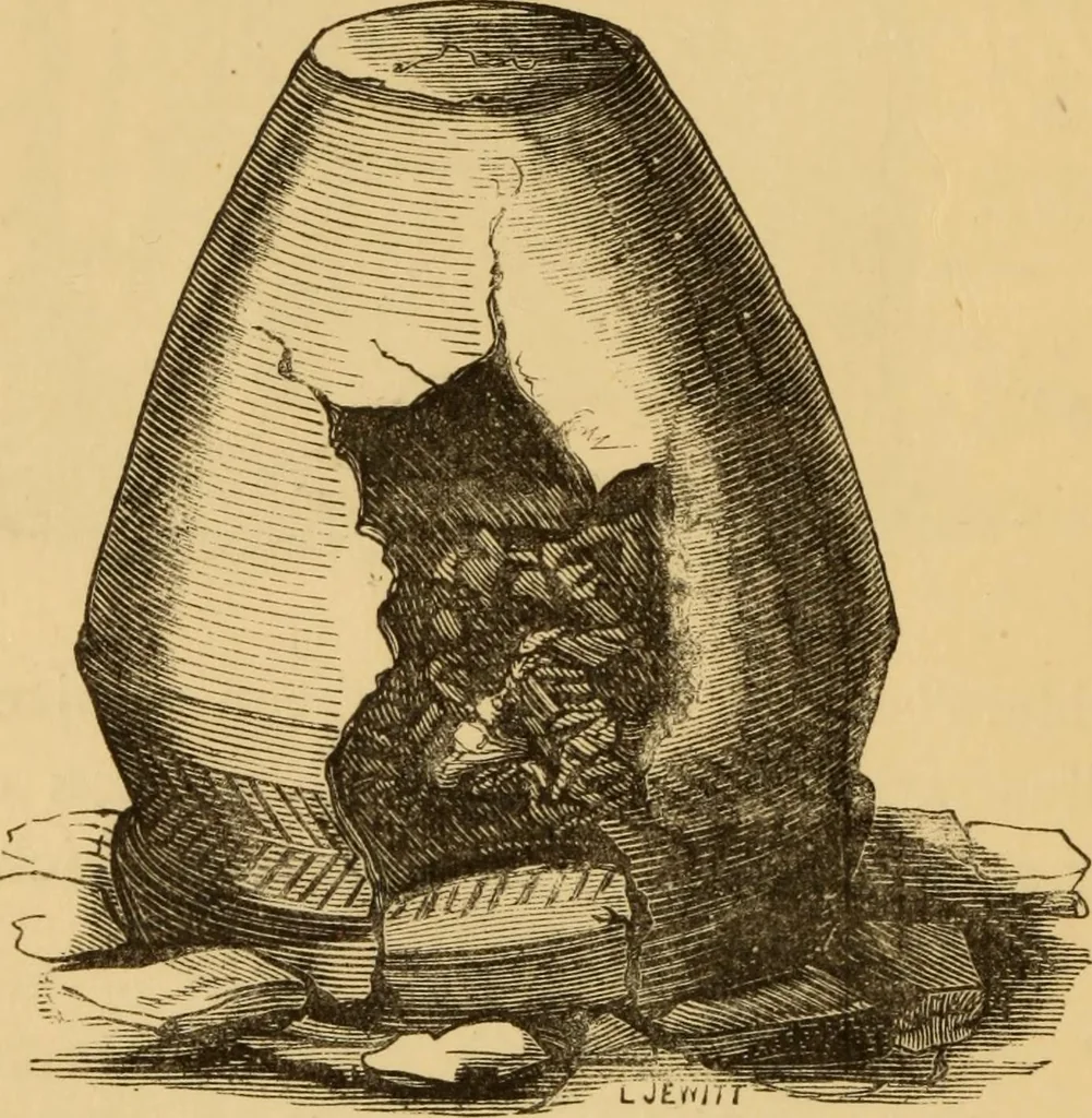 An illustration from Grave-mounds and their contents; a manual of archaeology, as exemplified in the burials of the Celtic, the Romano-British, and the Anglo-Saxon periods, 1870, leaf 64