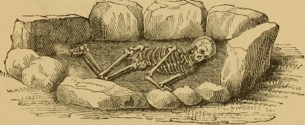 An illustration from Grave-mounds and their contents; a manual of archaeology, as exemplified in the burials of the Celtic, the Romano-British, and the Anglo-Saxon periods, 1870, leaf 71