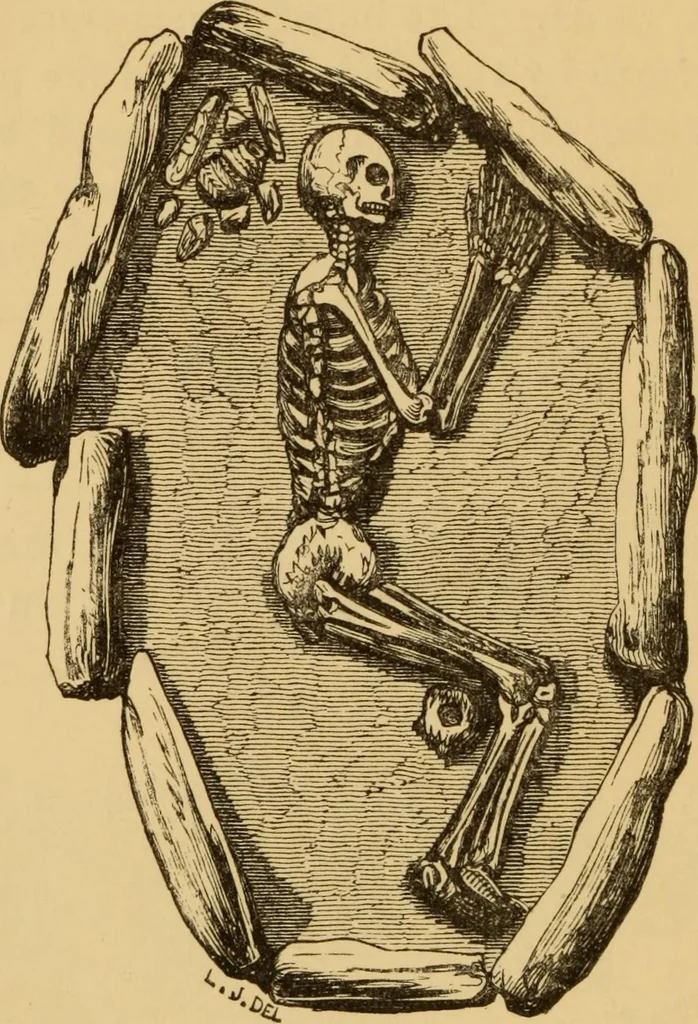 An illustration from Grave-mounds and their contents; a manual of archaeology, as exemplified in the burials of the Celtic, the Romano-British, and the Anglo-Saxon periods, 1870, leaf 72