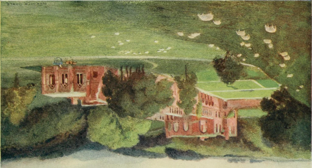 An illustration from The greater abbeys of England, with illustrations in colour after Warwick Goble, 1908, leaf 128