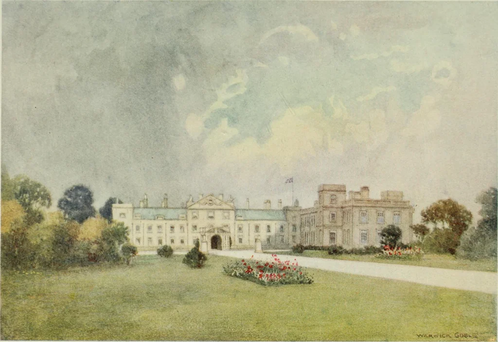 An illustration from The greater abbeys of England, with illustrations in colour after Warwick Goble, 1908, leaf 398
