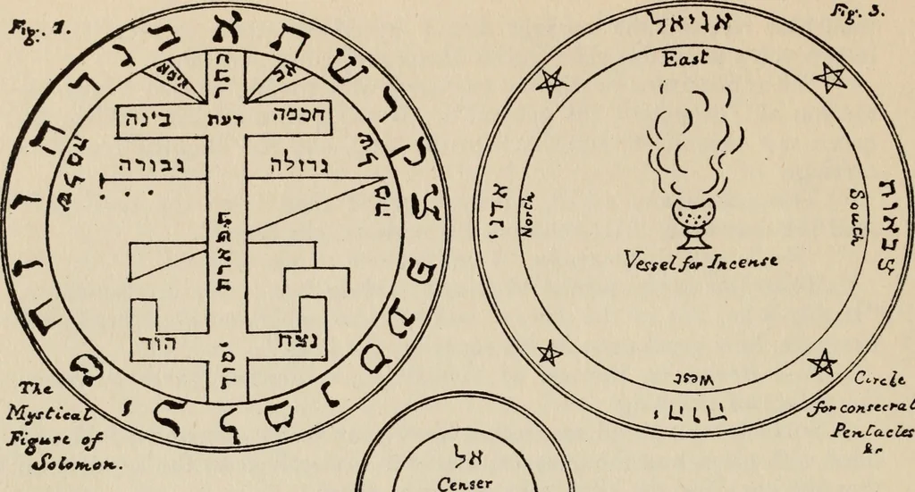An illustration from The greater Key of Solomon : including a clear and precise exposition of King Solomon's secret procedure, its mysteries and magic rites : original plates, seals, charms and talismans : translated from the ancient manuscripts in the British Museum, London, 1914, leaf 24