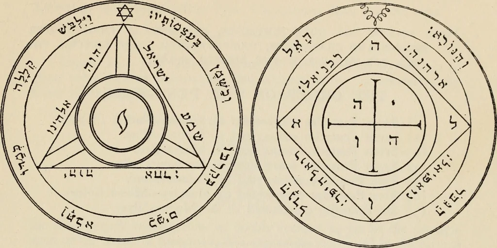 An illustration from The greater Key of Solomon : including a clear and precise exposition of King Solomon's secret procedure, its mysteries and magic rites : original plates, seals, charms and talismans : translated from the ancient manuscripts in the British Museum, London, 1914, leaf 83