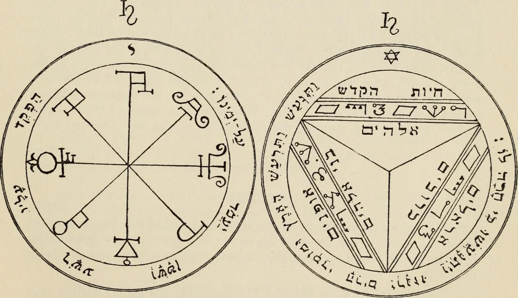 An illustration from The greater Key of Solomon : including a clear and precise exposition of King Solomon's secret procedure, its mysteries and magic rites : original plates, seals, charms and talismans : translated from the ancient manuscripts in the British Museum, London, 1914, leaf 83