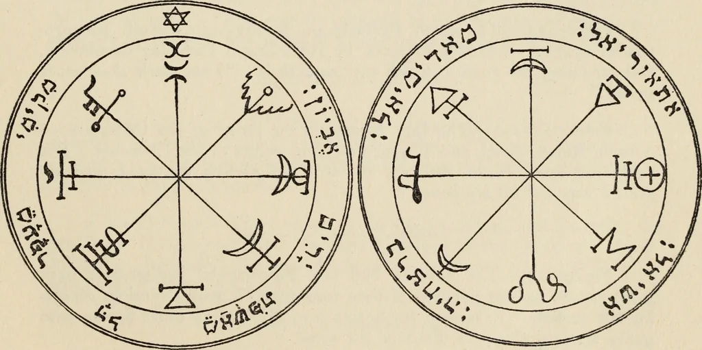 An illustration from The greater Key of Solomon : including a clear and precise exposition of King Solomon's secret procedure, its mysteries and magic rites : original plates, seals, charms and talismans : translated from the ancient manuscripts in the British Museum, London, 1914, leaf 89