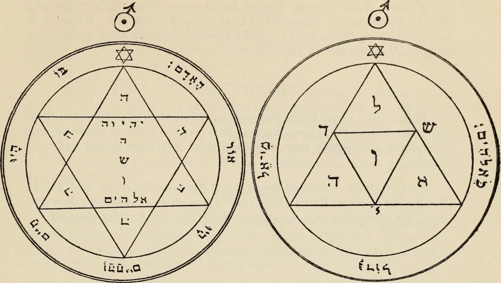 An illustration from The greater Key of Solomon : including a clear and precise exposition of King Solomon's secret procedure, its mysteries and magic rites : original plates, seals, charms and talismans : translated from the ancient manuscripts in the British Museum, London, 1914, leaf 93