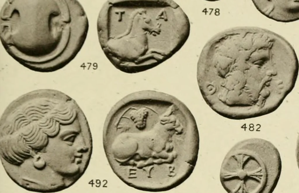 An illustration from Greek coins and their parent cities, 1902, leaf 148