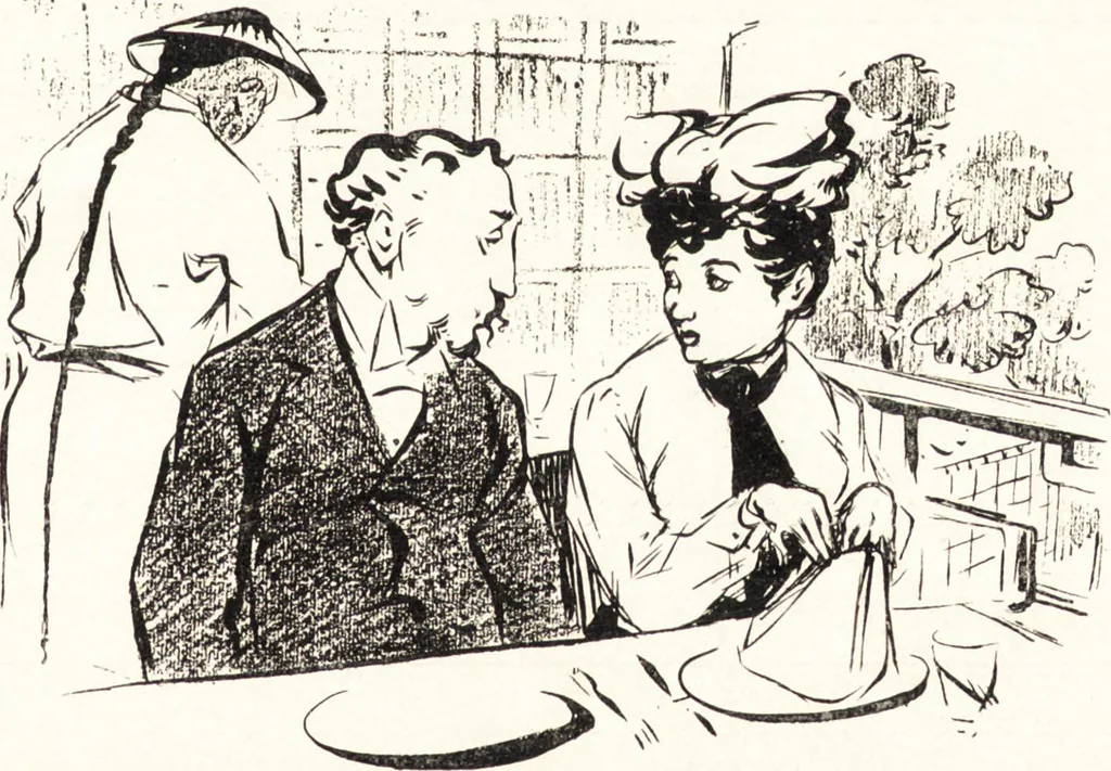 An illustration from "Zopf ab" : die chinesische Affaire im Lichte der europäischen Karikatur, 1900, leaf 14