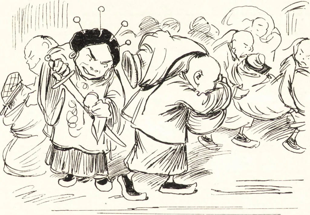 An illustration from "Zopf ab" : die chinesische Affaire im Lichte der europäischen Karikatur, 1900, leaf 18