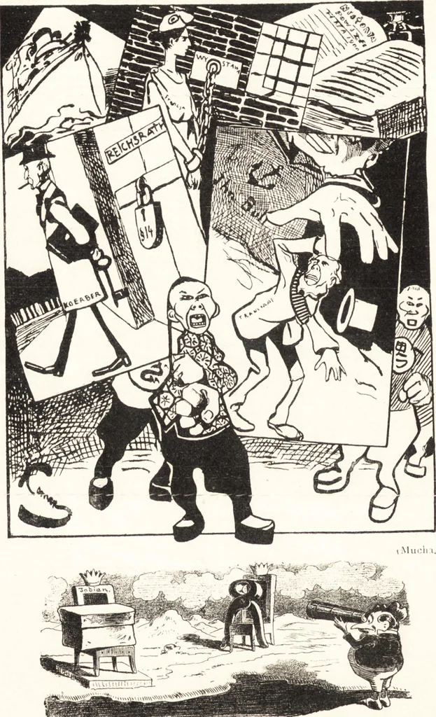 An illustration from "Zopf ab" : die chinesische Affaire im Lichte der europäischen Karikatur, 1900, leaf 21