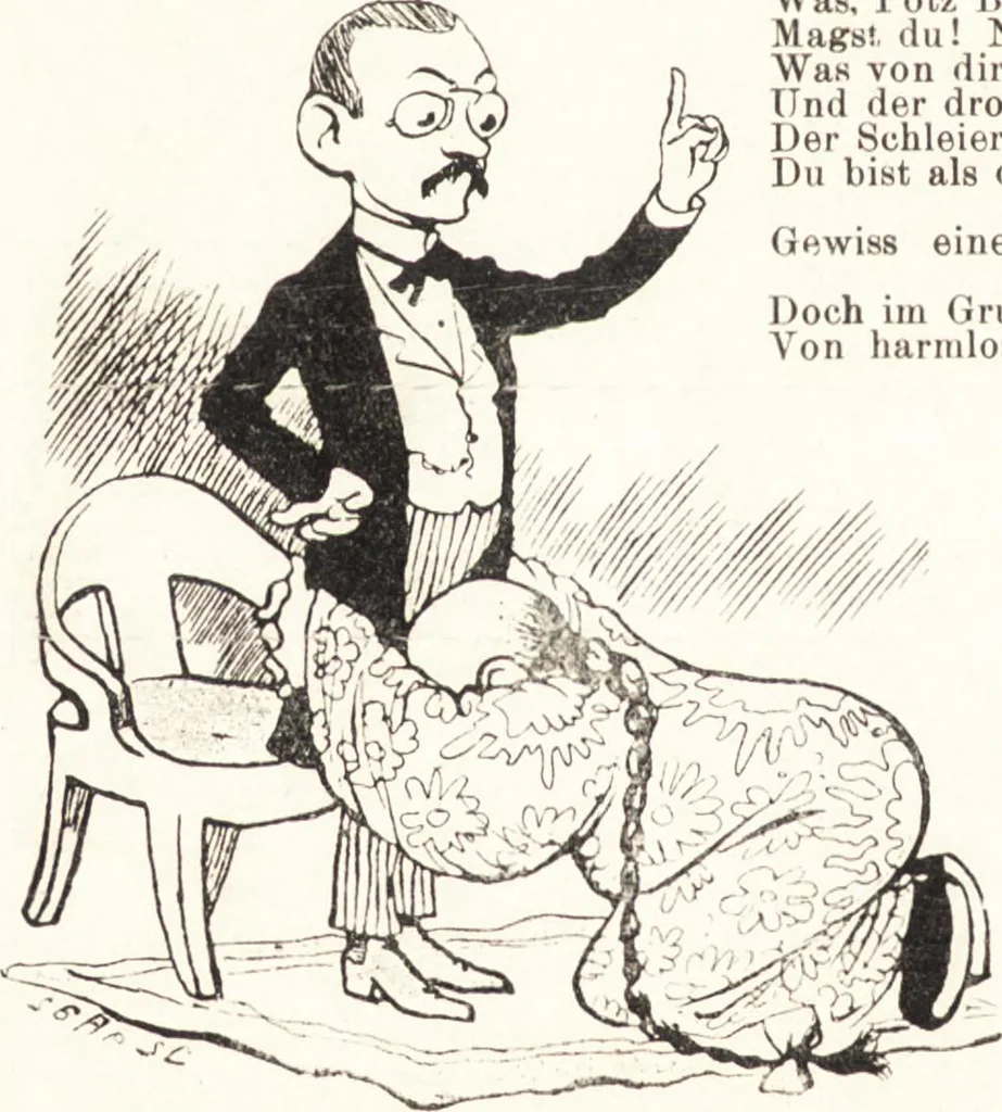 An illustration from "Zopf ab" : die chinesische Affaire im Lichte der europäischen Karikatur, 1900, leaf 23