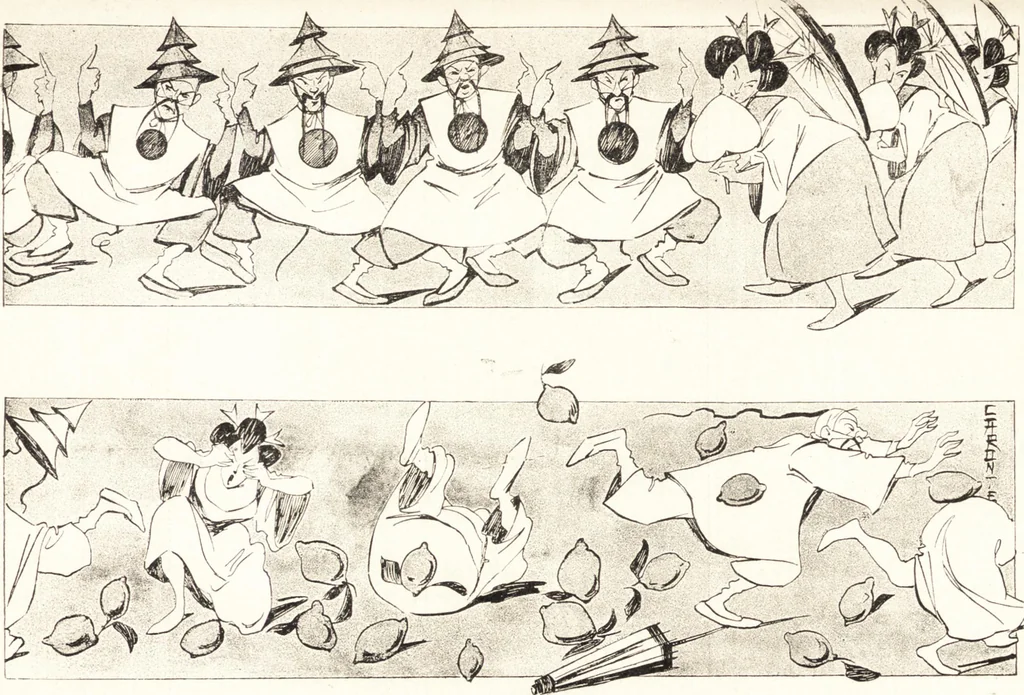 An illustration from "Zopf ab" : die chinesische Affaire im Lichte der europäischen Karikatur, 1900, leaf 28