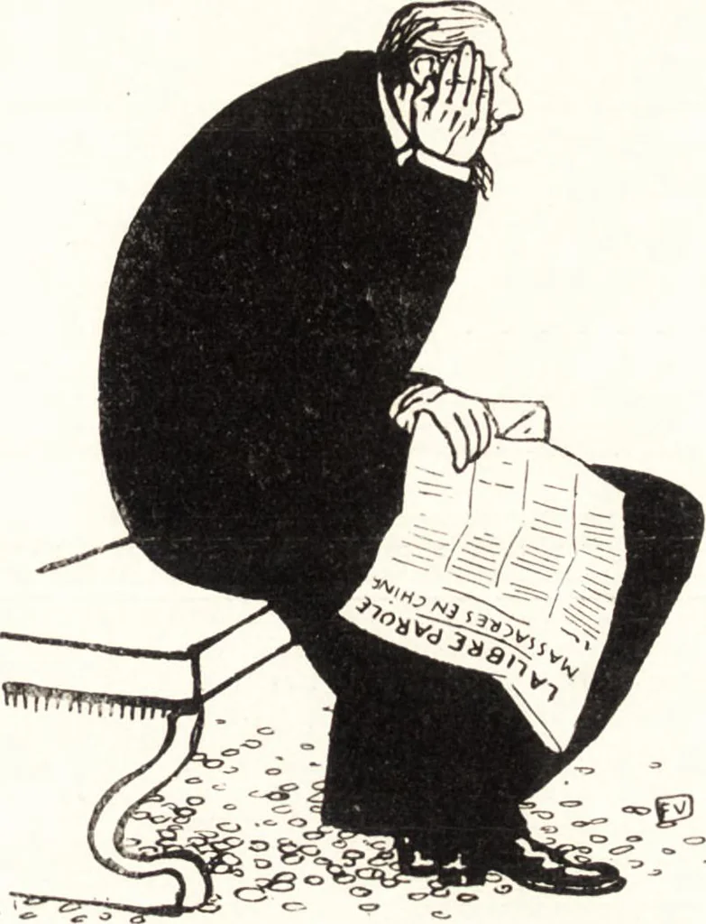 An illustration from "Zopf ab" : die chinesische Affaire im Lichte der europäischen Karikatur, 1900, leaf 32