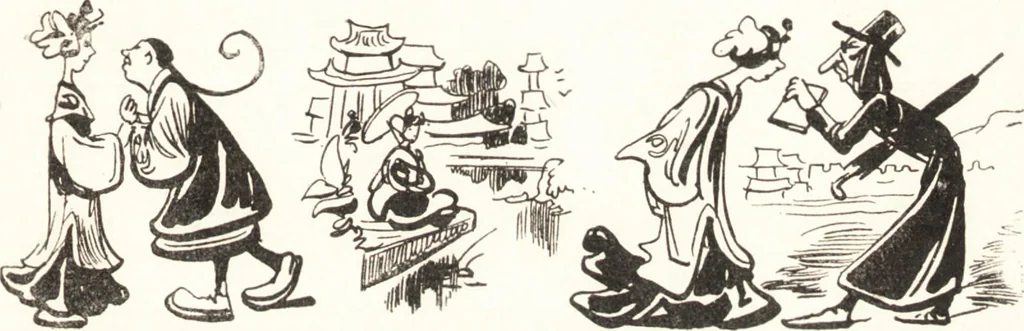An illustration from "Zopf ab" : die chinesische Affaire im Lichte der europäischen Karikatur, 1900, leaf 38