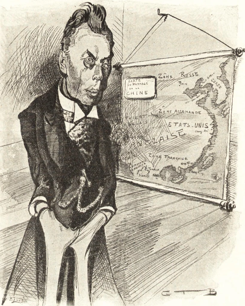 An illustration from "Zopf ab" : die chinesische Affaire im Lichte der europäischen Karikatur, 1900, leaf 40