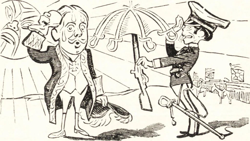 An illustration from "Zopf ab" : die chinesische Affaire im Lichte der europäischen Karikatur, 1900, leaf 48