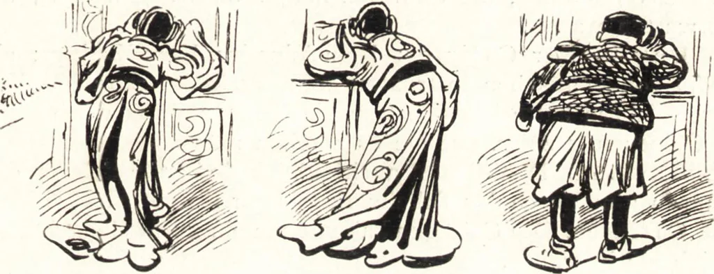 An illustration from "Zopf ab" : die chinesische Affaire im Lichte der europäischen Karikatur, 1900, leaf 54