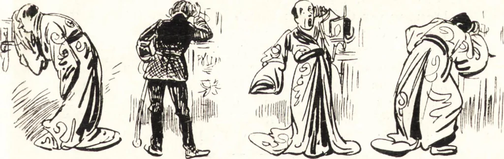 An illustration from "Zopf ab" : die chinesische Affaire im Lichte der europäischen Karikatur, 1900, leaf 54