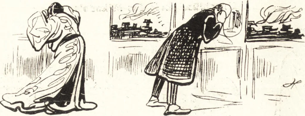 An illustration from "Zopf ab" : die chinesische Affaire im Lichte der europäischen Karikatur, 1900, leaf 55