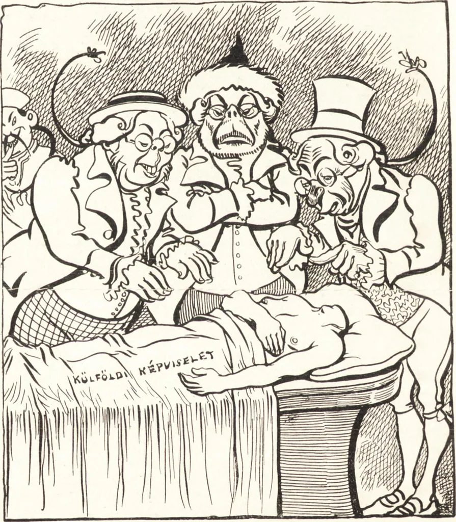 An illustration from "Zopf ab" : die chinesische Affaire im Lichte der europäischen Karikatur, 1900, leaf 59