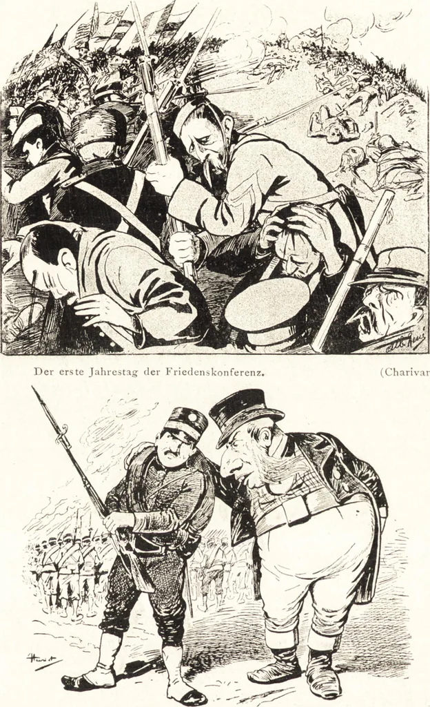 An illustration from "Zopf ab" : die chinesische Affaire im Lichte der europäischen Karikatur, 1900, leaf 60