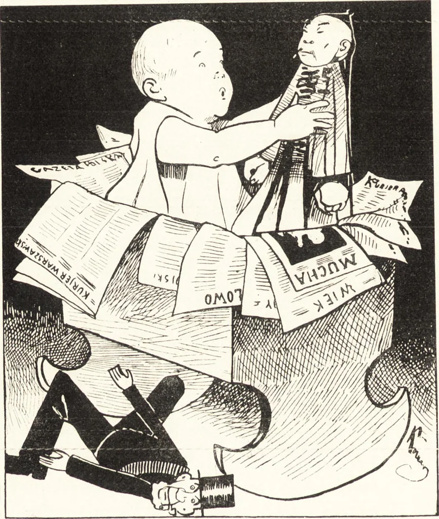 An illustration from "Zopf ab" : die chinesische Affaire im Lichte der europäischen Karikatur, 1900, leaf 7