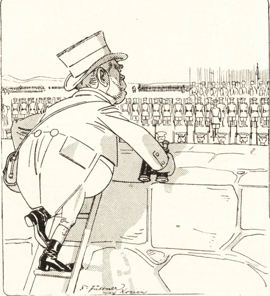 An illustration from "Zopf ab" : die chinesische Affaire im Lichte der europäischen Karikatur, 1900, leaf 74