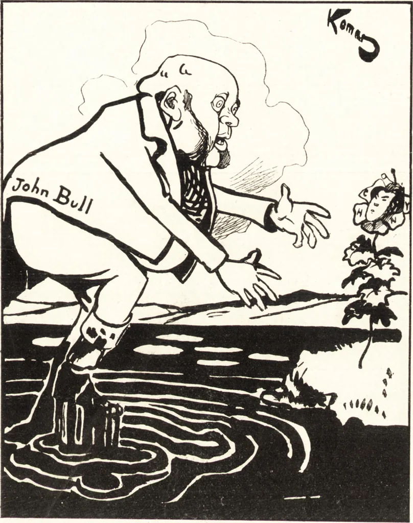 An illustration from "Zopf ab" : die chinesische Affaire im Lichte der europäischen Karikatur, 1900, leaf 76