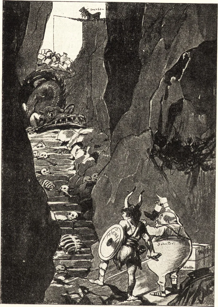 An illustration from "Zopf ab" : die chinesische Affaire im Lichte der europäischen Karikatur, 1900, leaf 86