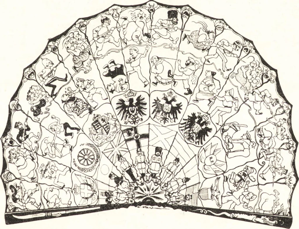 An illustration from "Zopf ab" : die chinesische Affaire im Lichte der europäischen Karikatur, 1900, leaf 88