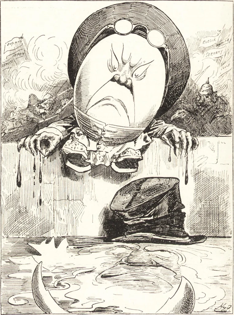An illustration from "Zopf ab" : die chinesische Affaire im Lichte der europäischen Karikatur, 1900, leaf 95