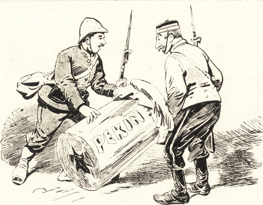 An illustration from "Zopf ab" : die chinesische Affaire im Lichte der europäischen Karikatur, 1900, leaf 97