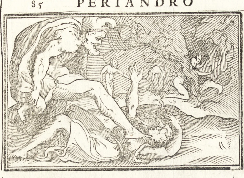 An illustration from Le ingeniose sorti, composte per Francesco Marcolini da Forli : intitulate Giardino di pensieri, 1550, leaf 113
