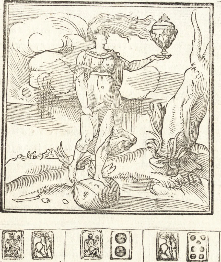 An illustration from Le ingeniose sorti, composte per Francesco Marcolini da Forli : intitulate Giardino di pensieri, 1550, leaf 196