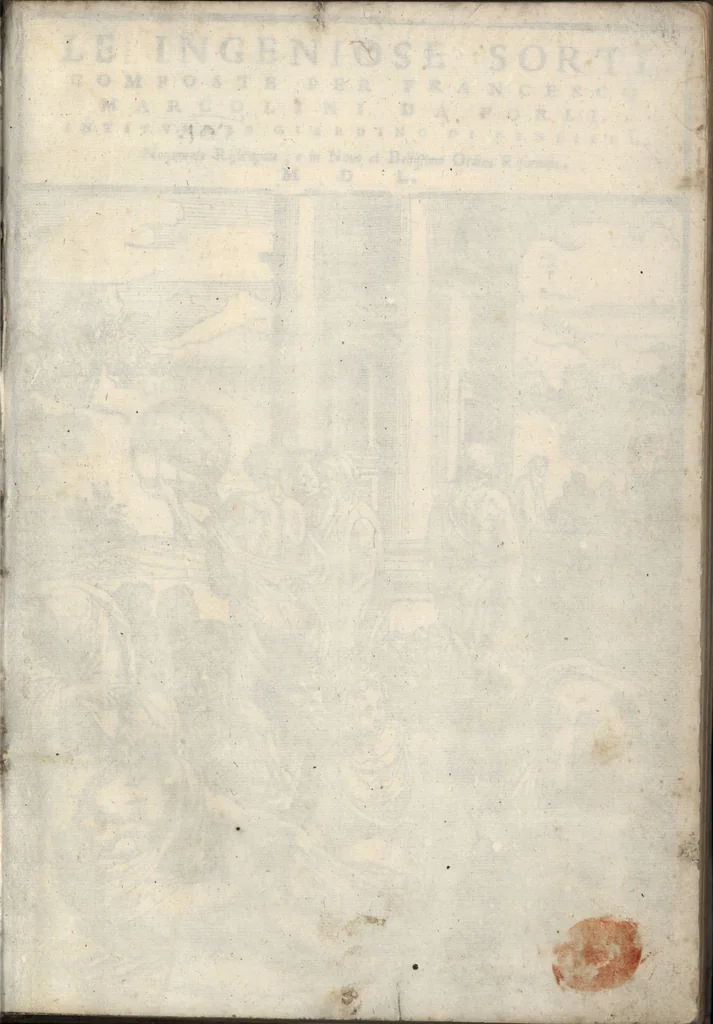 An illustration from Le ingeniose sorti, composte per Francesco Marcolini da Forli : intitulate Giardino di pensieri, 1550, leaf 2
